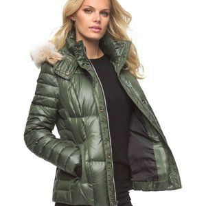 ANDREW MARC Women's Coyote Fur Trim Puffer Jacket